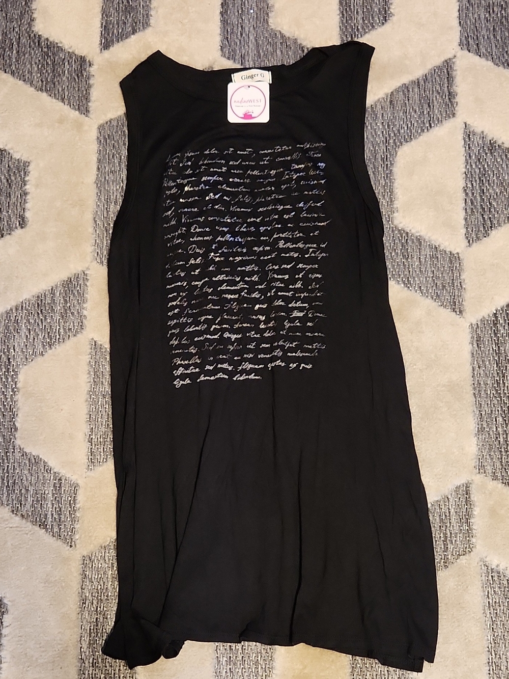 Ginger G Black Graphic Tee with White Script